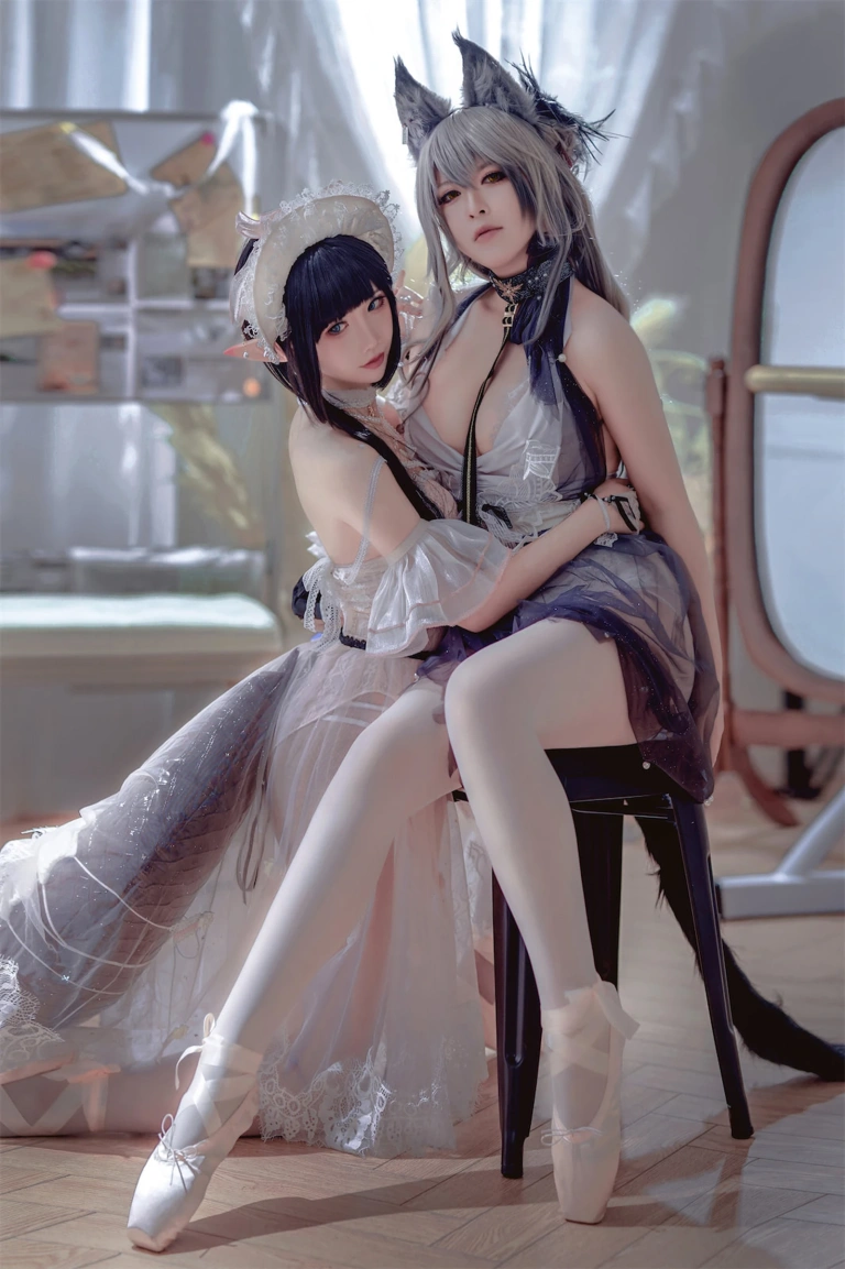《Arknights 黑x森蚺バレエ》｜半半子 BANBANKO&面饼仙儿 · 56张写真