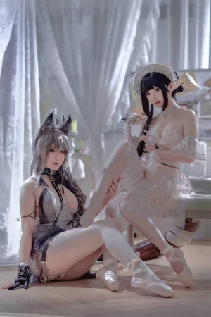 《Arknights 黑x森蚺バレエ》｜半半子 BANBANKO&面饼仙儿 · 56张写真