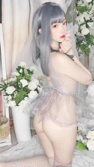 《私房自拍蓝色网状比基尼》｜二佐Nisa · 38张写真