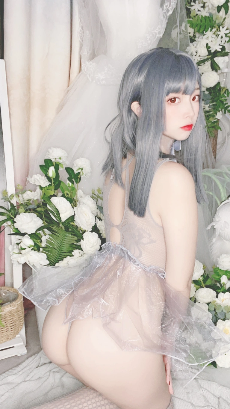 《私房自拍蓝色网状比基尼》｜二佐Nisa · 38张写真