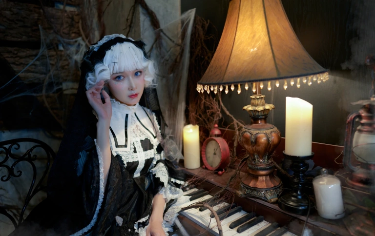 《小裙子 夜之钢琴曲》｜阿包也是兔娘 · 9张写真