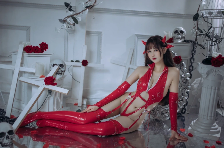 《红色胶衣小恶魔》｜羽生三未 · 65张写真、3 个视频