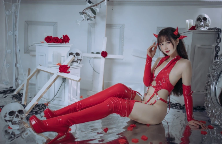 《红色胶衣小恶魔》｜羽生三未 · 65张写真、3 个视频