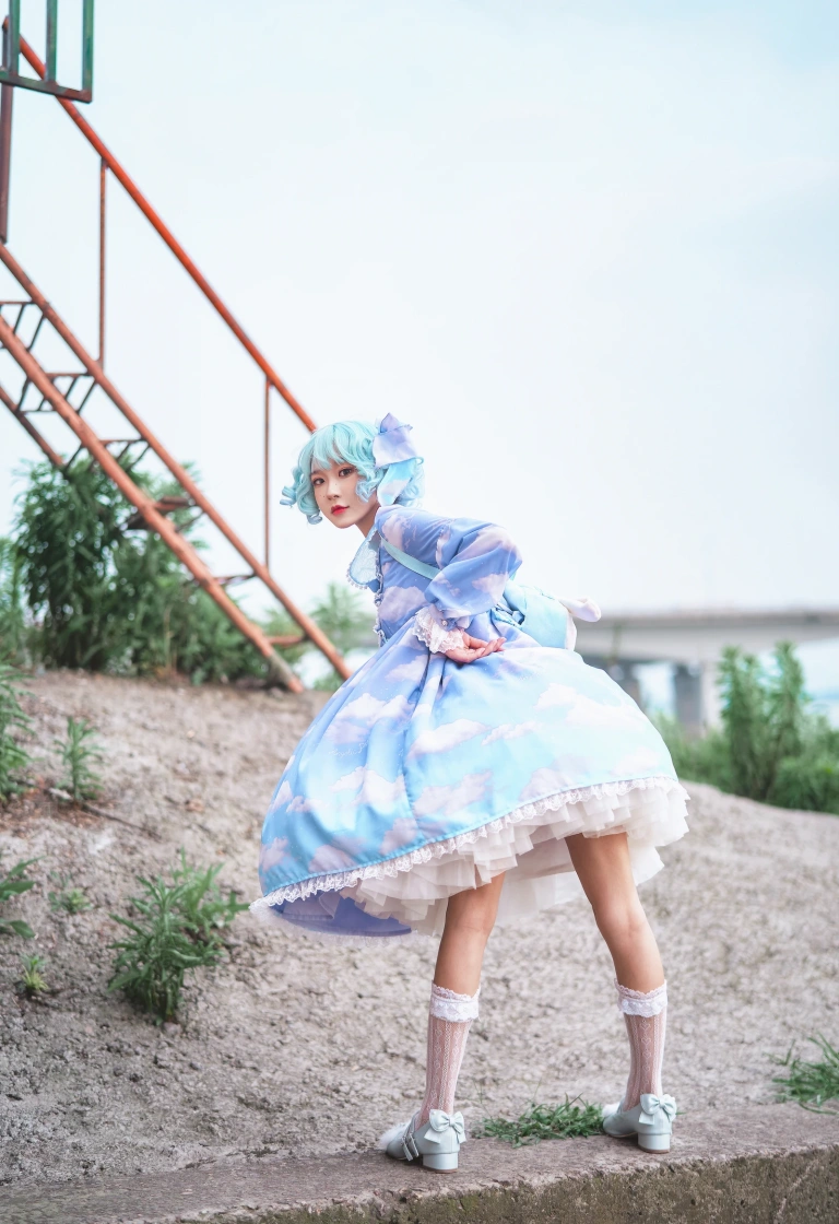 《Lolita蓝裙》｜阿包也是兔娘 · 9张写真