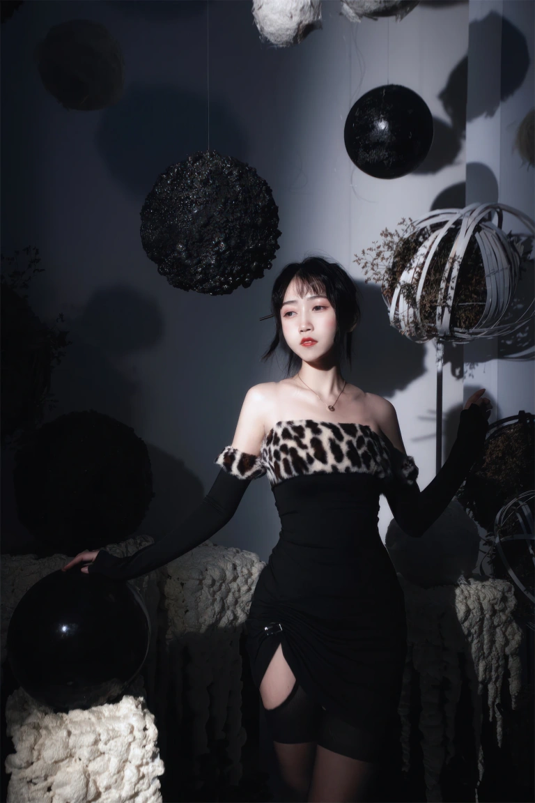 《豹纹黑长裙》｜不呆猫 · 16张写真