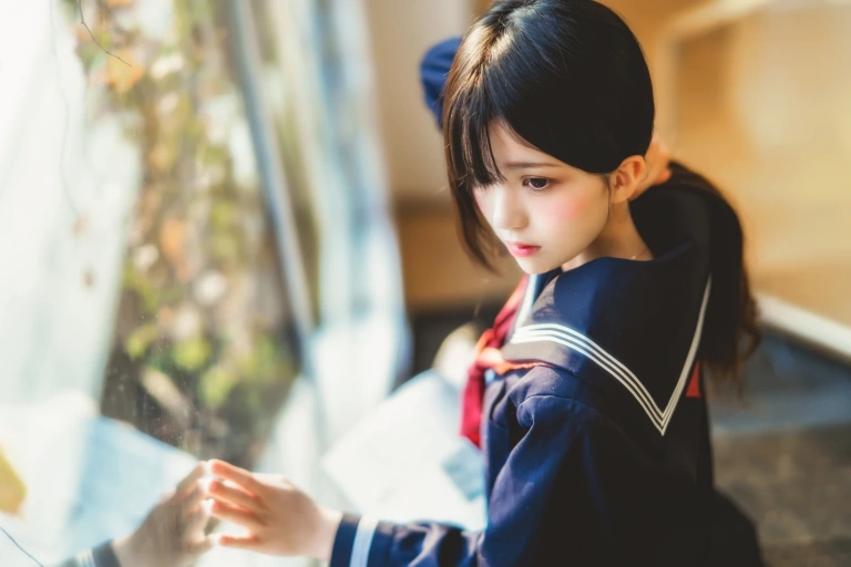 《小少女 黑色水手服》｜桜桃喵 · 50张写真