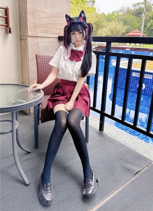 《温泉双马尾JK》｜不呆猫 · 22张写真、1 个视频