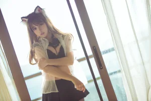《阳台 黑丝猫娘》｜过期米线线喵 · 24张写真