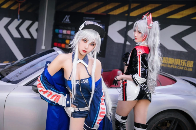 《碧蓝航线 欧根&企业 赛车女郎》｜瓜希酱&Momoko葵葵 · 58张写真
