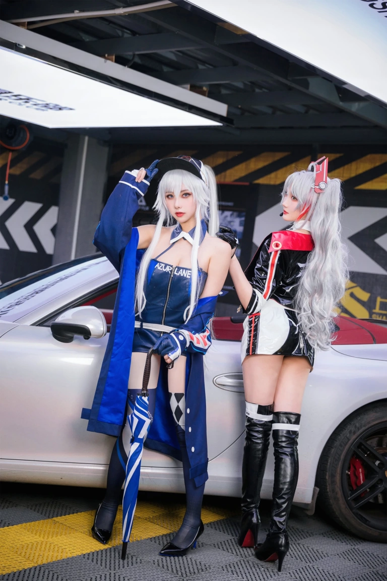 《碧蓝航线 欧根&企业 赛车女郎》｜瓜希酱&Momoko葵葵 · 58张写真