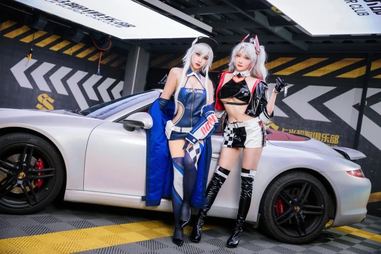 《碧蓝航线 欧根&企业 赛车女郎》｜瓜希酱&Momoko葵葵 · 58张写真