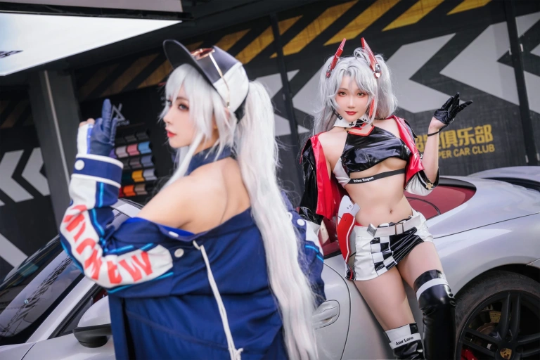《碧蓝航线 欧根&企业 赛车女郎》｜瓜希酱&Momoko葵葵 · 58张写真