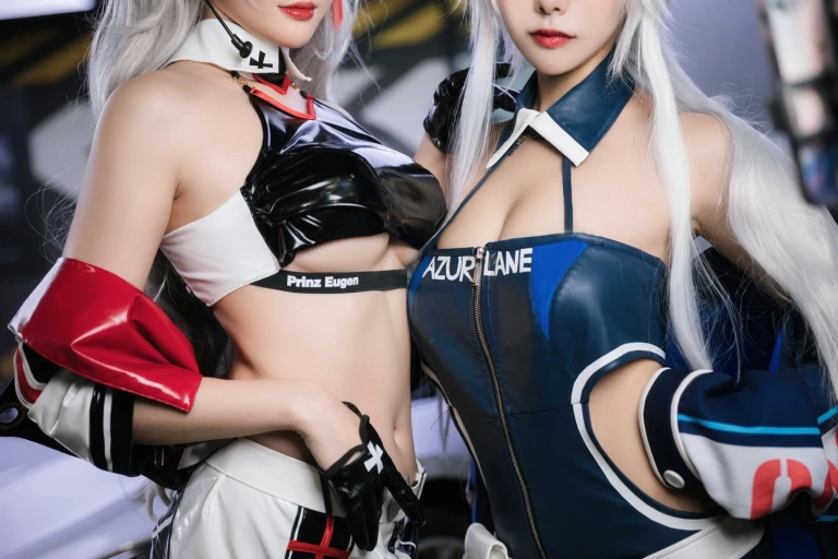《碧蓝航线 欧根&企业 赛车女郎》｜瓜希酱&Momoko葵葵 · 58张写真
