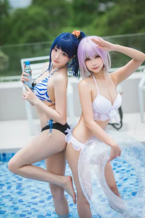 《SSSS.GRIDMAN宝多六花&新条茜 泳装》｜瓜希酱&Momoko葵葵 · 85张写真