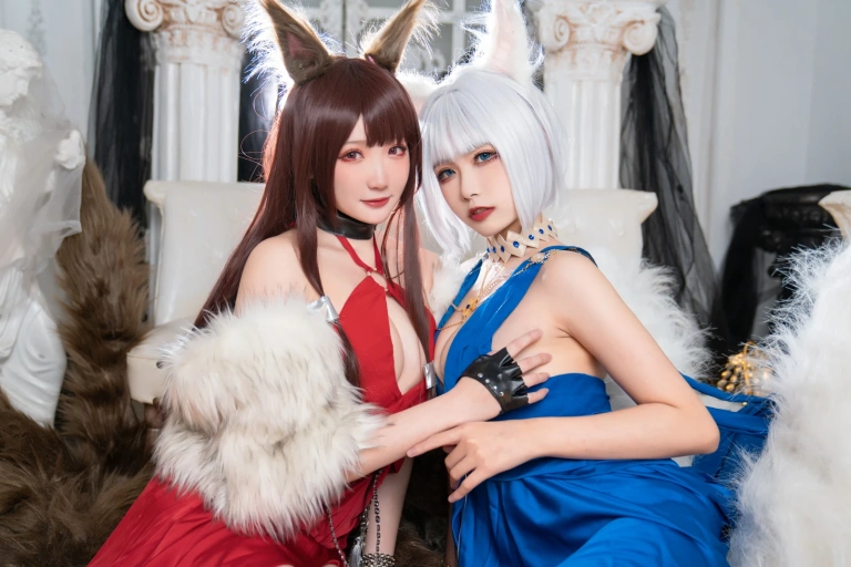 《碧蓝航线赤城&加贺 礼服》｜瓜希酱&Momoko葵葵 · 46张写真