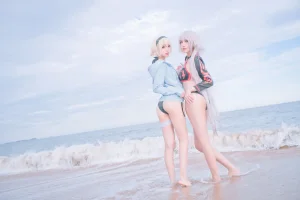 《黑白贞双人泳衣》｜周叽是可爱兔兔 · 21张写真